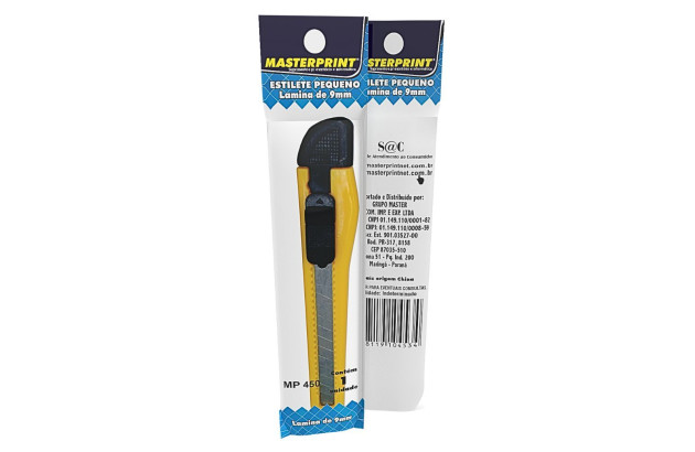 ESTILETE ESTREITO RETRÁTIL LÂMINA DE 9MM COM TRAVA DE SEGURANÇA - UNIDADE | MASTERPRINT MP 450