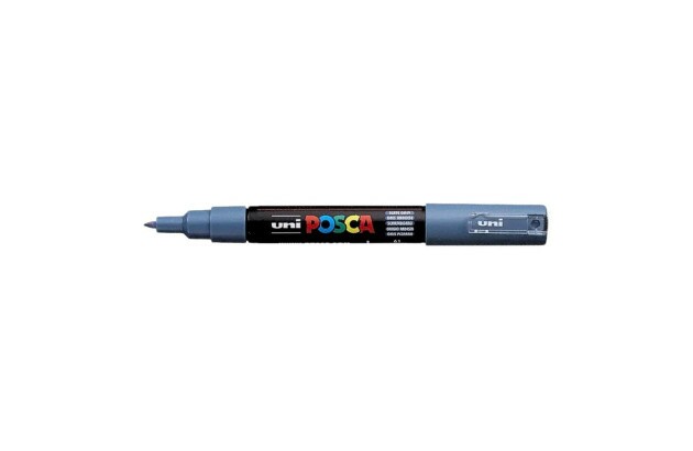 CANETA POSCA PC-1M CINZA ARDOSIA - PONTA EXTRAFINA BALA-CÔNICA 0,7MM BASE DE ÁGUA | UNI-BALL
