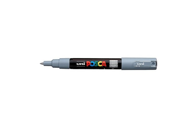 CANETA POSCA PC-1M CINZA - PONTA EXTRAFINA BALA-CÔNICA 0,7MM BASE DE ÁGUA | UNI-BALL