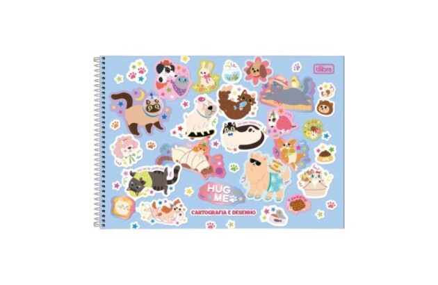 CADERNO MEIA PAUTA COSTURADO CAPA DURA 40FOLHAS 63G/M²  HUG ME 200X275MM - UNIDADE | TILIBRA