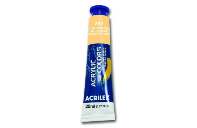 TINTA ACRÍLICA PARA TELA ACRYLIC COLORS METÁLICA 20ML OURO IRIDESCENTE 385 - UND | ACRILEX 13123