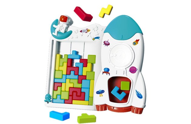 JOGO EDUCATIVO SPACE TETRIS +3 ANOS - ESTIMULA RACIOCÍNIO LÓGICO FORMAS E CORES | PAKITOYS 4122
