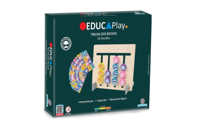 BRINQUEDO EDUCATIVO TRILHA DOS BICHOS EM MADEIRA + 3ANOS - EDUCA PLAY | LINHA INCLUSIVA