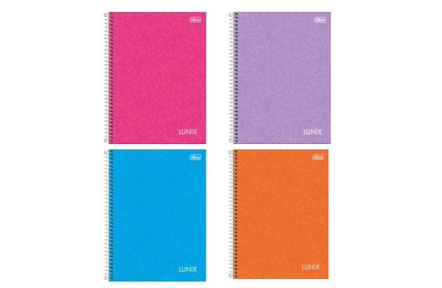 CADERNO COLEGIAL CAPA DURA 10 MATÉRIA 160 FOLHAS 177X240 LUNIX SORTIDO TILIBRA