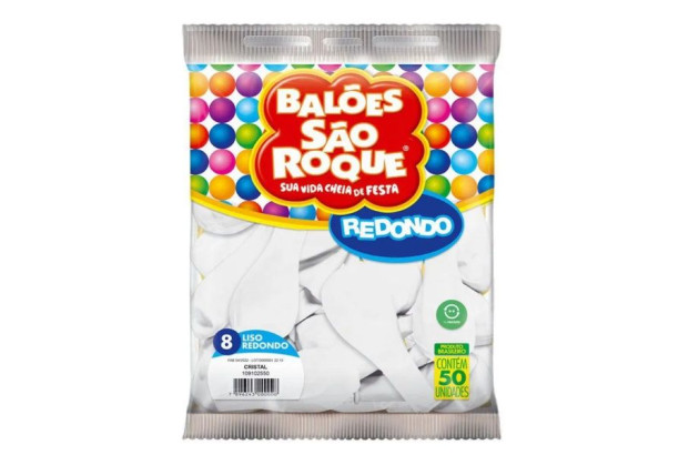 BALÃO LISO 8 POLEGADAS REDONDO TRANSPARENTE 50 UNDS SÃO ROQUE