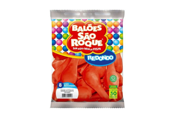 BALÃO LISO 8 POLEGADAS REDONDO VERMELHO QUENTE 50 UNDS SÃO ROQUE