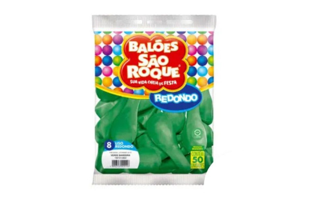 BALÃO LISO 8 POLEGADAS REDONDO VERDE BANDEIRA 50 UNDS SÃO ROQUE