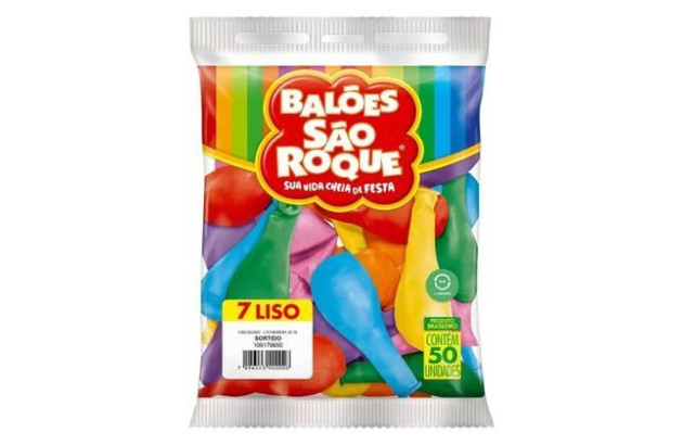 BALÃO LISO 7 POLEGADAS REDONDO SORTIDO 50 UNDS SÃO ROQUE
