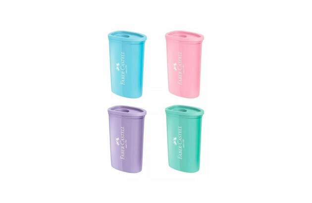 APONTADOR COM DEPOSITO 1 FURO TRIANGULAR PASTEL CORES SORTIDAS FABER CASTELL