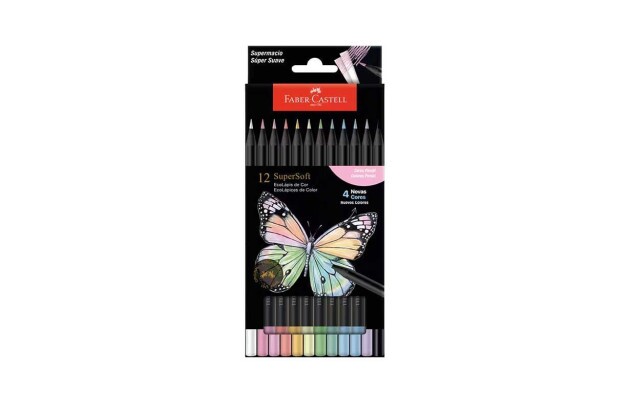 LAPIS DE COR 12 CORES SUPERSOFT PASTEL 210745 FABER CASTELL