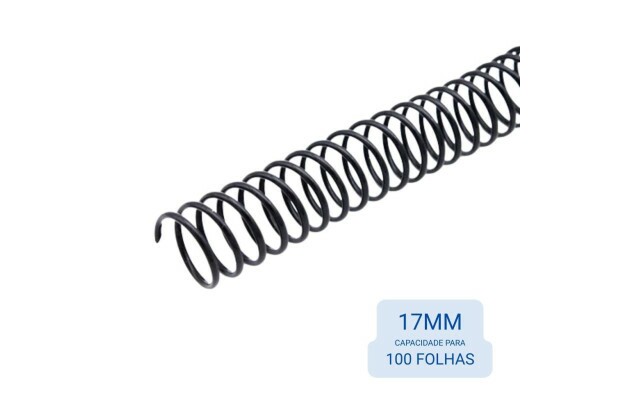 ESPIRAL PARA ENCADERNAÇÃO 17 MM PRETO CAPACIDADE 100 FOLHAS – PACOTE 100 UND | PLASTYLINE