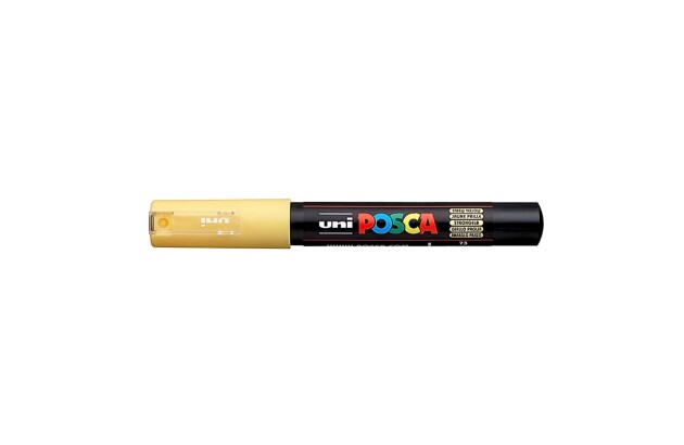 CANETA POSCA PC-1M AMARELO PALHA - PONTA EXTRAFINA BALA-CÔNICA 0,7MM BASE DE ÁGUA | UNI-BALL