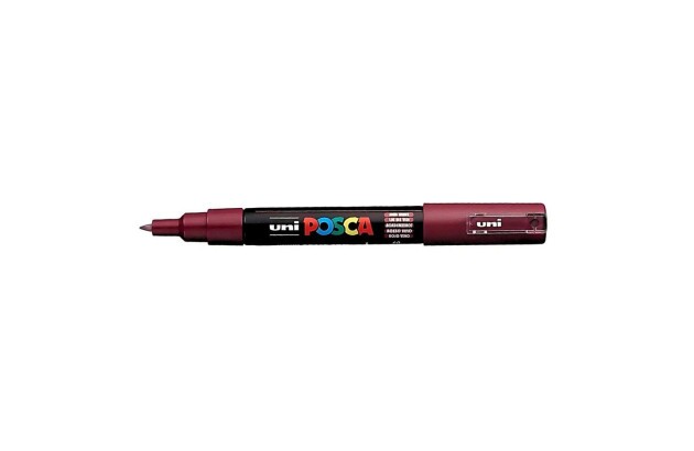 CANETA POSCA PC-1M VERMELHO VINHO - PONTA EXTRAFINA BALA-CÔNICA 0,7MM BASE DE ÁGUA | UNI-BALL