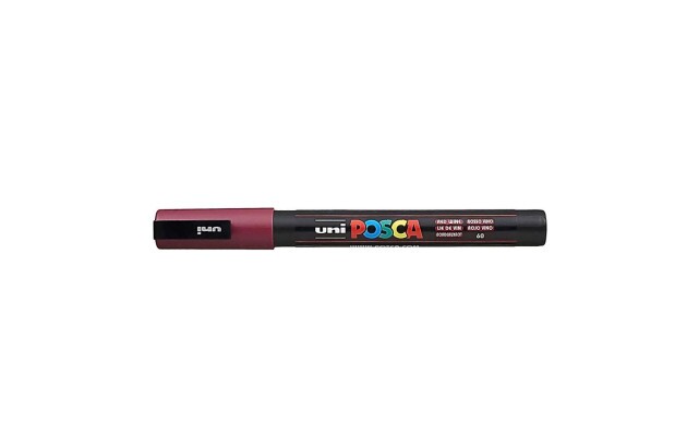 CANETA POSCA PC-1M VERMELHO VINHO - PONTA FINA REDONDA 0,9-1.3MM BASE DE ÁGUA | UNI-BALL