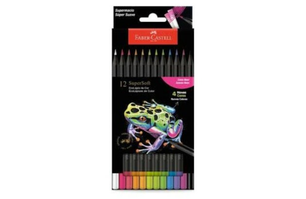 LAPIS DE COR 12 CORES SUPERSOFT NEON FABER CASTELL