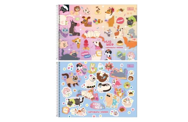 CADERNO MEIA PAUTA COSTURADO CAPA DURA 40FOLHAS 63G/M²  HUG ME 200X275MM - UNIDADE | TILIBRA