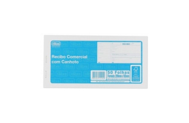 BLOCO RECIBO COMERCIAL COM CANHOTO 50 FOLHAS 105X206MM | TILIBRA