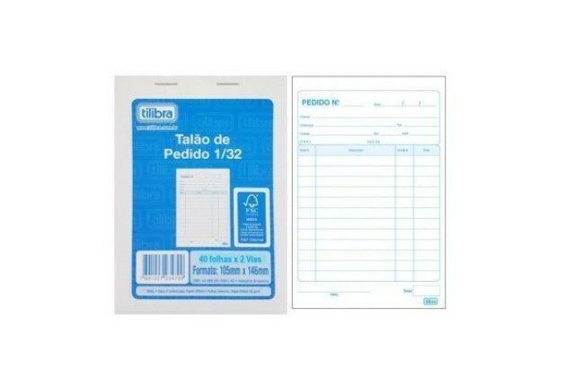 BLOCO TALÃO DE PEDIDO 1/32 PEQUENO 40 FOLHAS 2 VIAS 105X146MM | TILIBRA