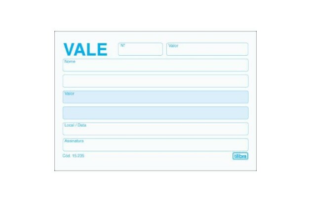 BLOCO VALE SEM CANHOTO 100 FOLHAS 110X79MM | TILIBRA