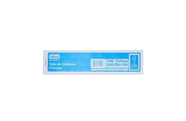 BLOCO TALÃO DE COMANDA 3 CORPOS 100 FOLHAS 209X49MM | TILIBRA