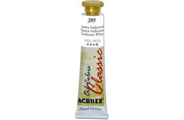 TINTA PARA TELA OIL COLORS 20ML BRANCO IRIDESCENTE METÁLICO 389 - UNIDADE | ACRILEX 14123