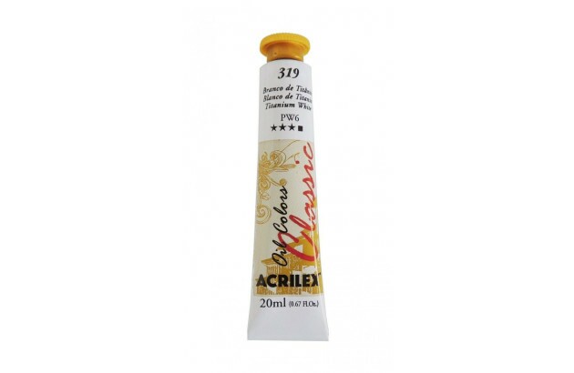TINTA PARA TELA OIL COLORS 20ML BRANCO DE TITÂNIO 319 - UNIDADE | ACRILEX 14123