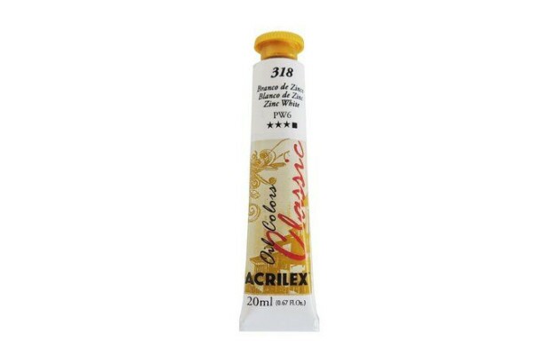 TINTA PARA TELA OIL COLORS 20ML BRANCO DE ZINCO 318 - UNIDADE | ACRILEX 14123
