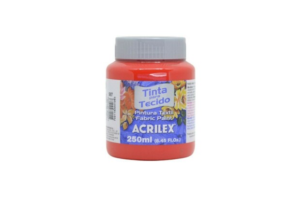 TINTA PARA TECIDO FOSCA 250ML VERMELHO FOGO 507 - UNIDADE | ACRILEX 4125