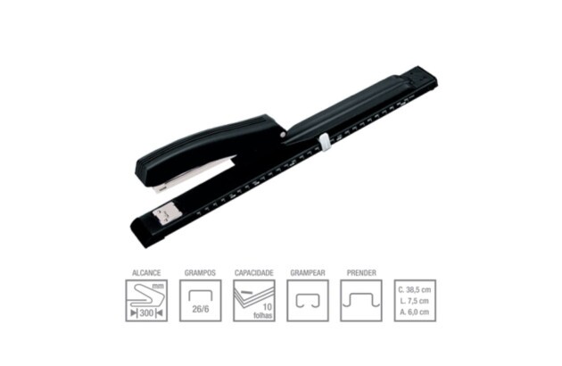 GRAMPEADOR PROFISSIONAL LONGO ALCANCE 10 FOLHAS 305MM 24/6 OU 26/6 EAGLE 950L