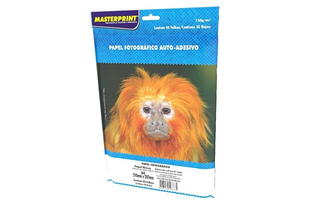 PAPEL FOTOGRÁFICO AUTO ADESIVO GLOSSY 130G/M² A4 50 FOLHAS BRANCO - JATO DE TINTA | MASTERPRINT