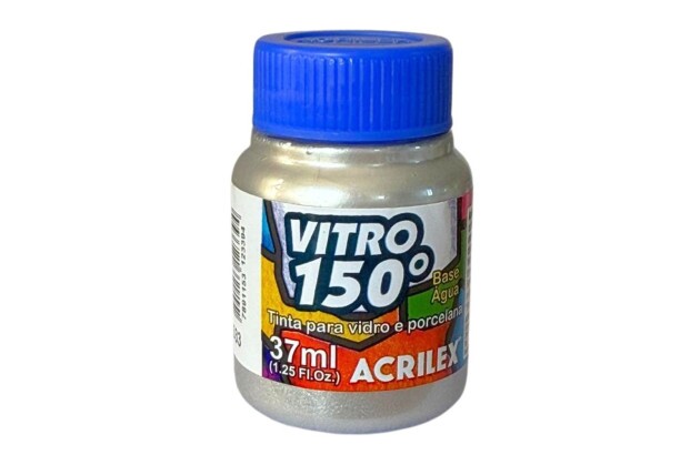 TINTA VITRO 150° 37ML PRATA 533 BASE DE ÁGUA - UNIDADE | ACRILEX 1140