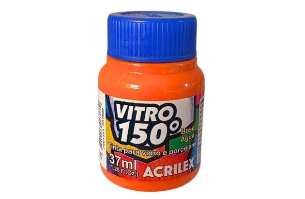 TINTA VITRO 150° 37ML LARANJA 517 BASE DE ÁGUA - UNIDADE | ACRILEX 1140