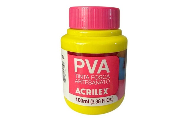 TINTA PVA FOSCA PARA ARTESANATO 100ML AMARELO LIMÃO 504 - UNIDADE | ACRILEX 3210