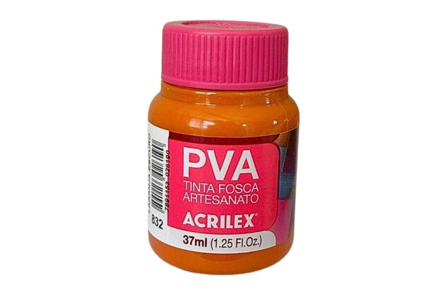 TINTA PVA FOSCA PARA ARTESANATO 37ML LARANJA ESCURO 832 - UNIDADE | ACRILEX 3240