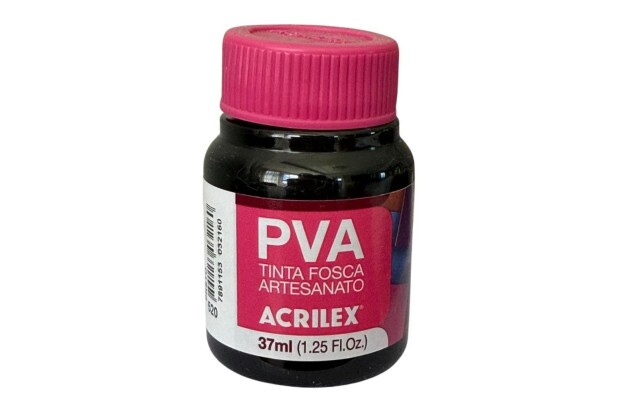 TINTA PVA FOSCA PARA ARTESANATO 37ML PRETO 520 - UNIDADE | ACRILEX 3240