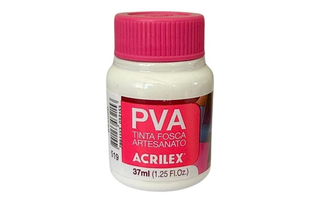 TINTA PVA FOSCA PARA ARTESANATO 37ML BRANCO 519 – UNIDADE | ACRILEX 3240