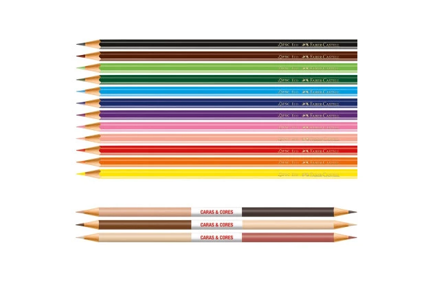LAPIS DE COR 12 + 6 TONS DE PELE  ECOLAPIS CARAS E CORES FABER CASTELL