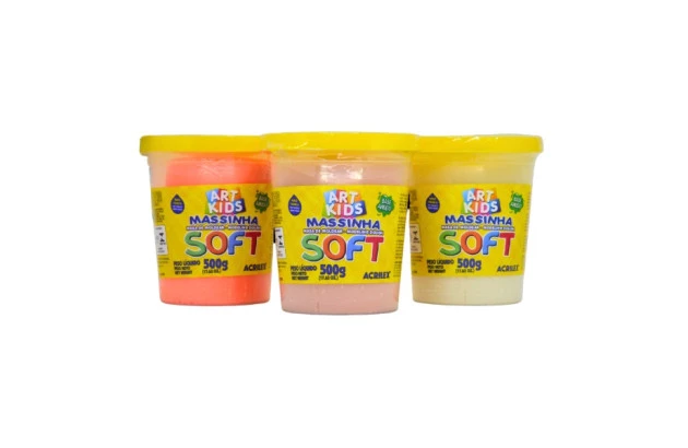 MASSA DE MODELAR SOFT 500G AMARELO PESSEGO 538 7350 ACRILEX