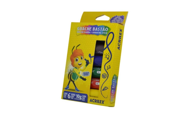 TINTA GUACHE 6 CORES EM BASTAO 10G 2007 ACRILEX