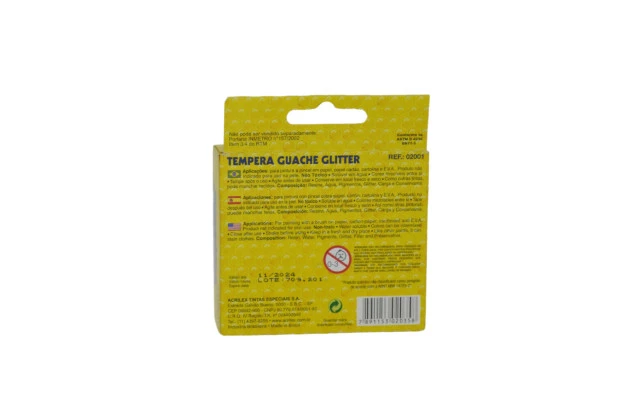 TINTA GUACHE 6 CORES GLITTER FANTASIA 15ML CADA POTE ACRILEX 2001
