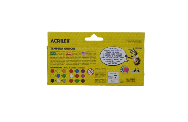TINTA GUACHE 6 CORES SHOW COLOR COM PINCEL18ML CADA 2005 ACRILEX