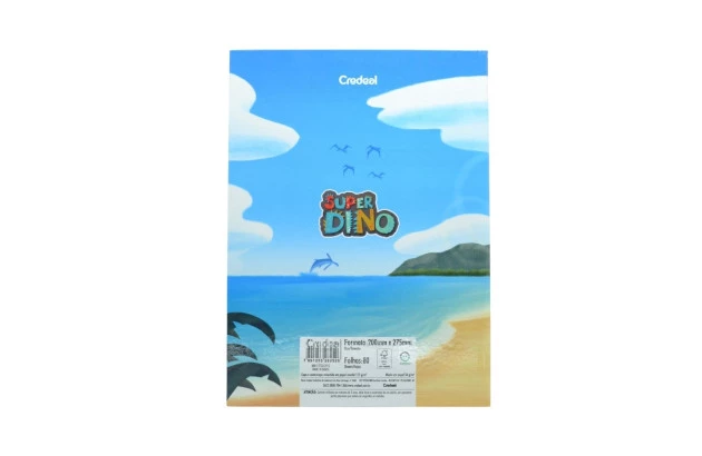 CADERNO COSTURADO CAPA DURA 80 FOLHAS SUPER DINO CREDEAL 282526