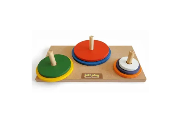 JOGO TORRE DE HANOI EM MADEIRA COM 7 CIRCULOS 30.31 JOTT PLAY