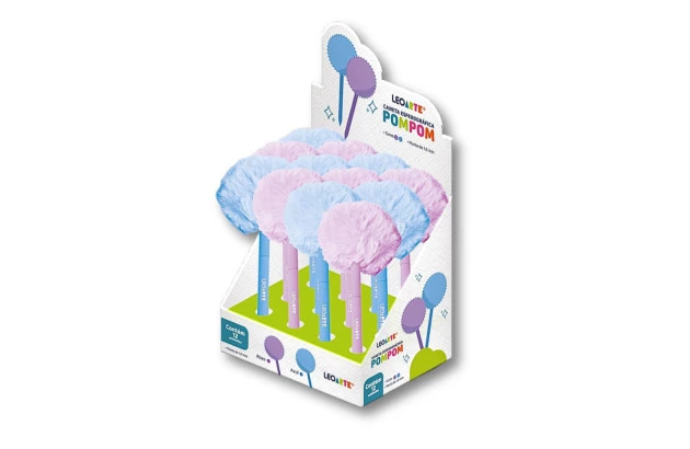 CANETA ESFEROGRÁFICA 1.0 POMPOM SORTIDA AZUL | ROXO SORTIDA LEOARTE 10153