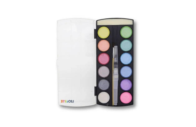AQUARELA METÁLICA 12 CORES COM PINCEL RESERVATÓRIO LEOARTE - 72305