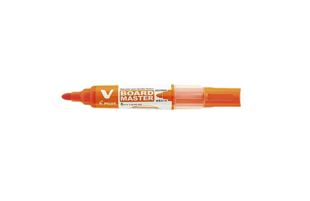 MARCADOR PARA QUADRO BRANCO RECARREGÁVEL V-BOARD MASTER LARANJA PILOT | PONTA MÉDIA