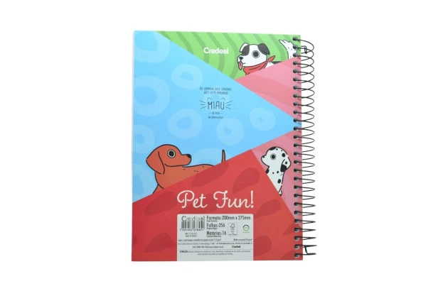 CADERNO CAPA DURA PET FUN 16 MATERIAS CREDEAL