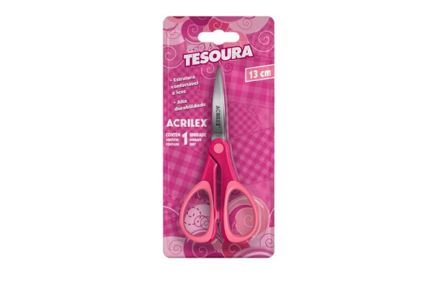 TESOURA MULTIUSO 13CM FORMATO ANATÔMICO ACRILEX 22555