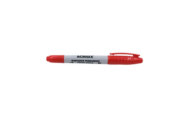 MARCADOR PERMANENTE PONTA DUPLA VERMELHO PONTA 0.4 A 1.0 MM | MULTIUSO -  ACRILEX