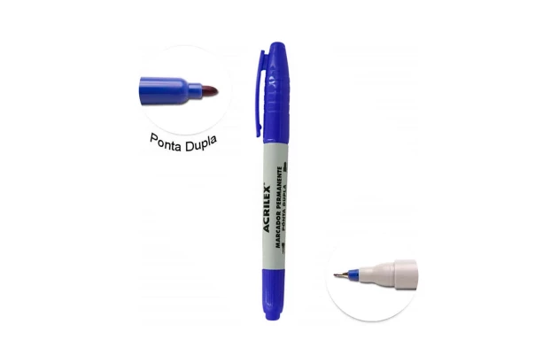 MARCADOR PERMANENTE PONTA DUPLA AZUL PONTA 0.4 A 1.0 MM | MULTIUSO -  ACRILEX